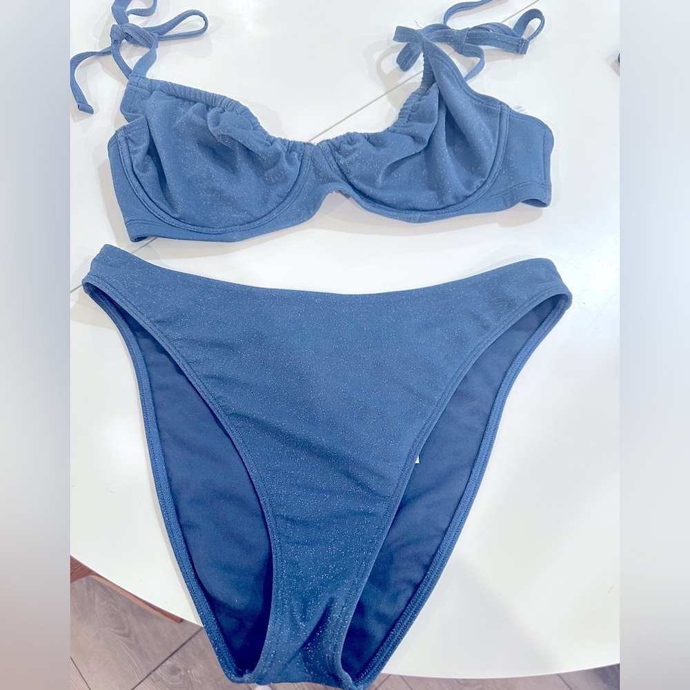 Abercrombie two piece sparkle blue swimsuit Size Medium top and bottom